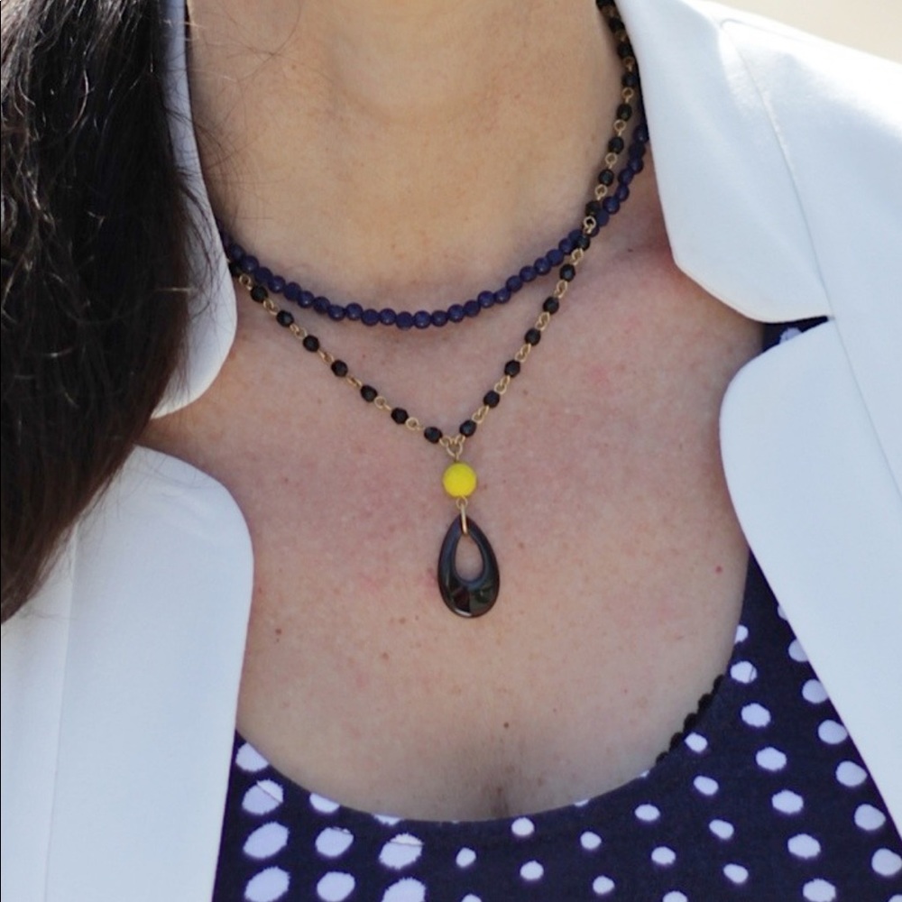 David Aubrey necklace, double strand of deep blue.
